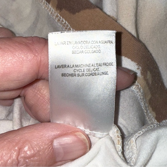 Alfred Dunner Floral Top Beige Brown 3/4 Sleeve Embellished Blouse - Picture 8 of 9